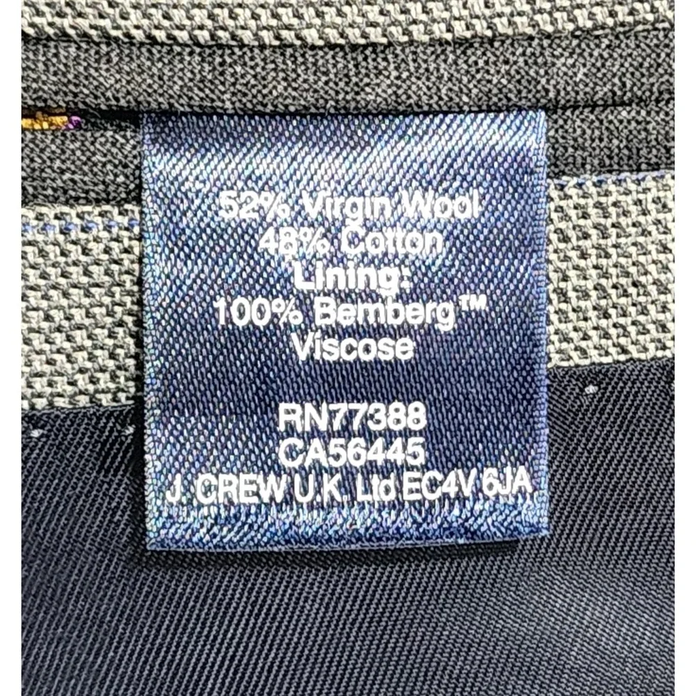 J. Crew Men's Ludlow Grey Windowpane 2 Button Sports Coat Size 40 Regular